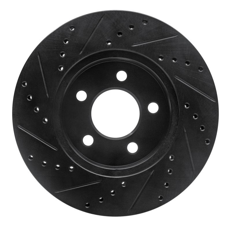 Jeep Liberty Brake Rotor (1) - Front Right - R1 Concepts - Drilled & Slotted - Black - `02-`07